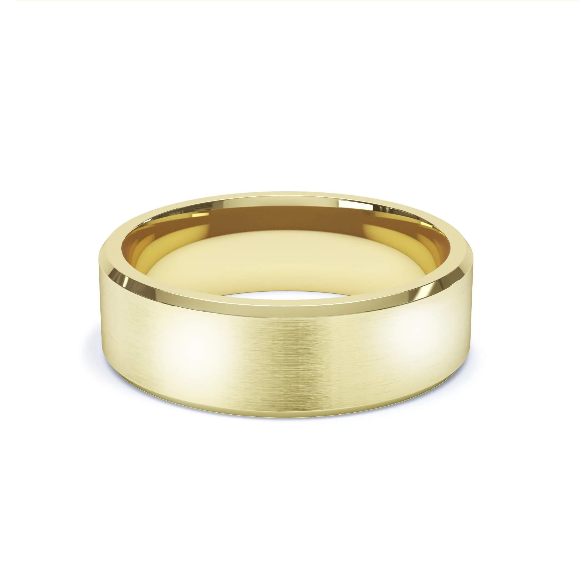 - Bevelled Edge Satin Polish Wedding Ring 9k Yellow Gold