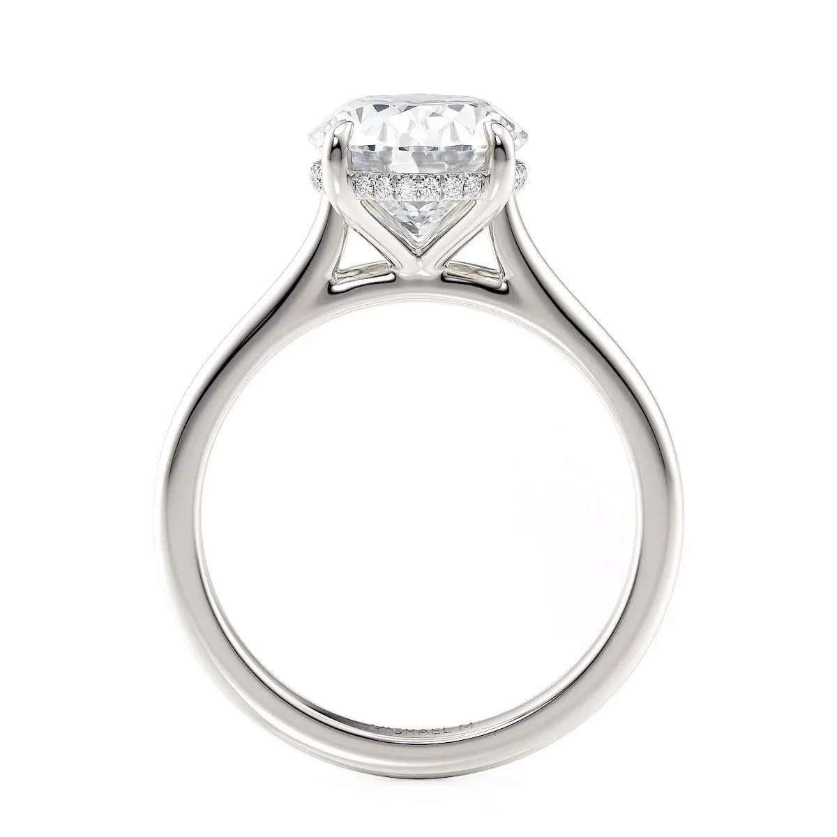 0.08ctw Oval-Cut Hidden Halo Diamond Solitaire