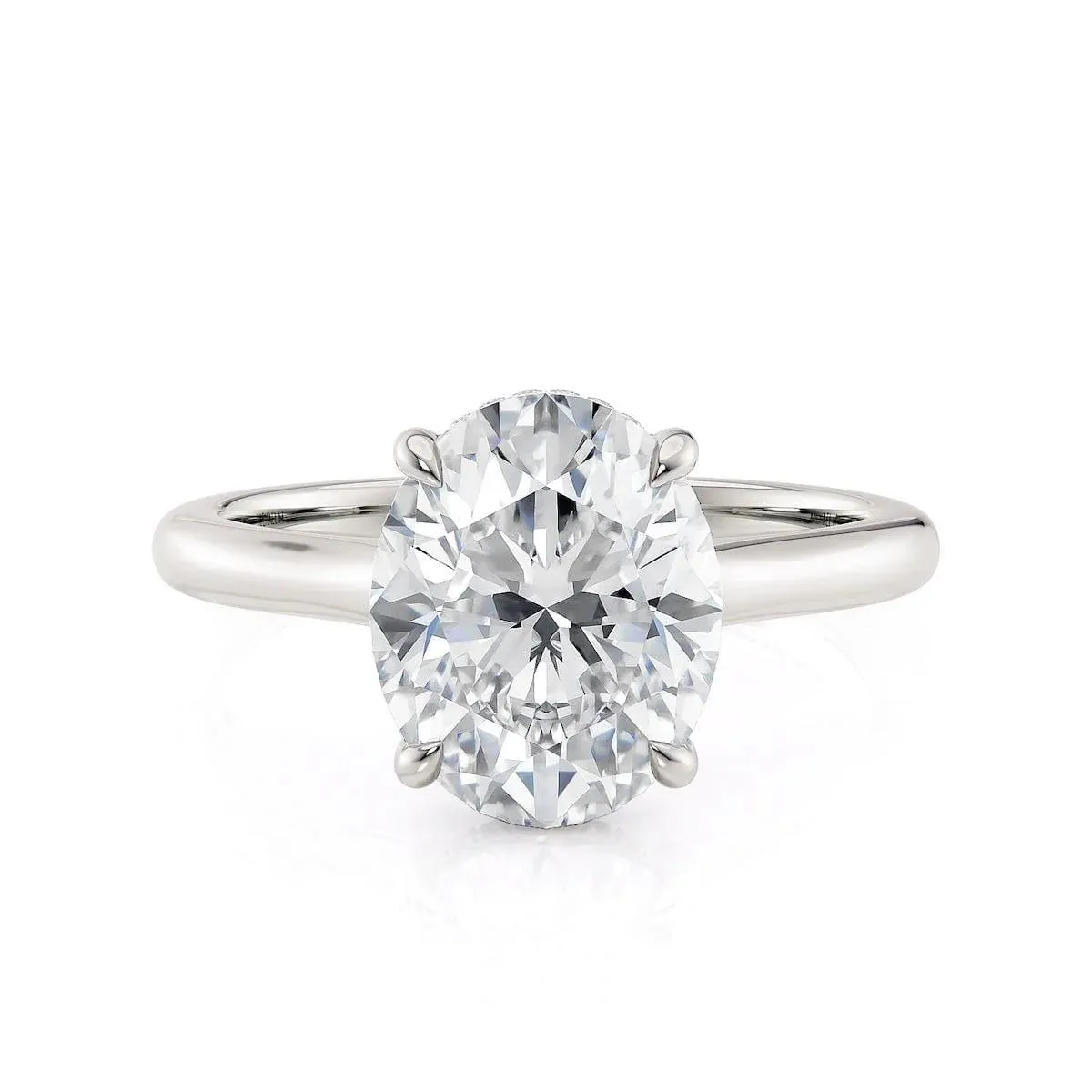 0.08ctw Oval-Cut Hidden Halo Diamond Solitaire