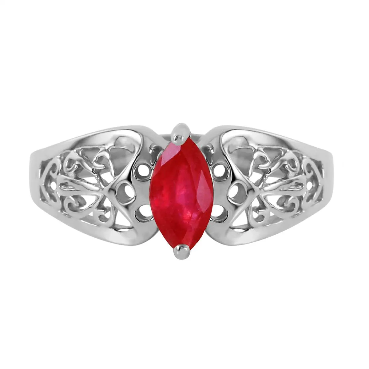 0.2 Carat 14K Solid White Gold Inseparable Ruby Ring