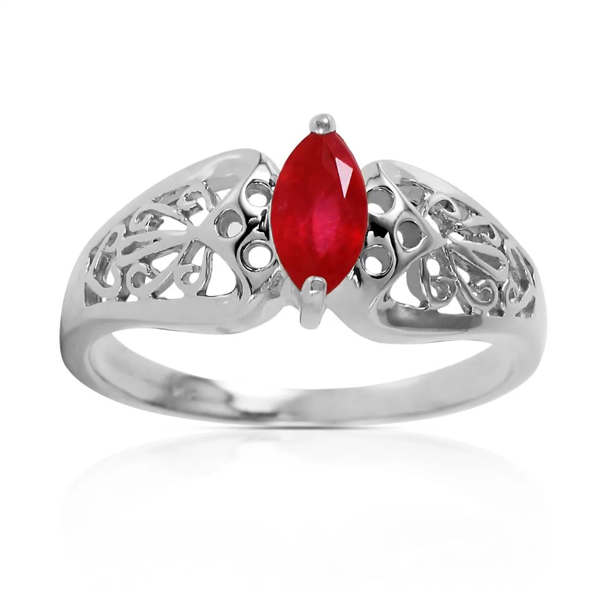 0.2 Carat 14K Solid White Gold Inseparable Ruby Ring