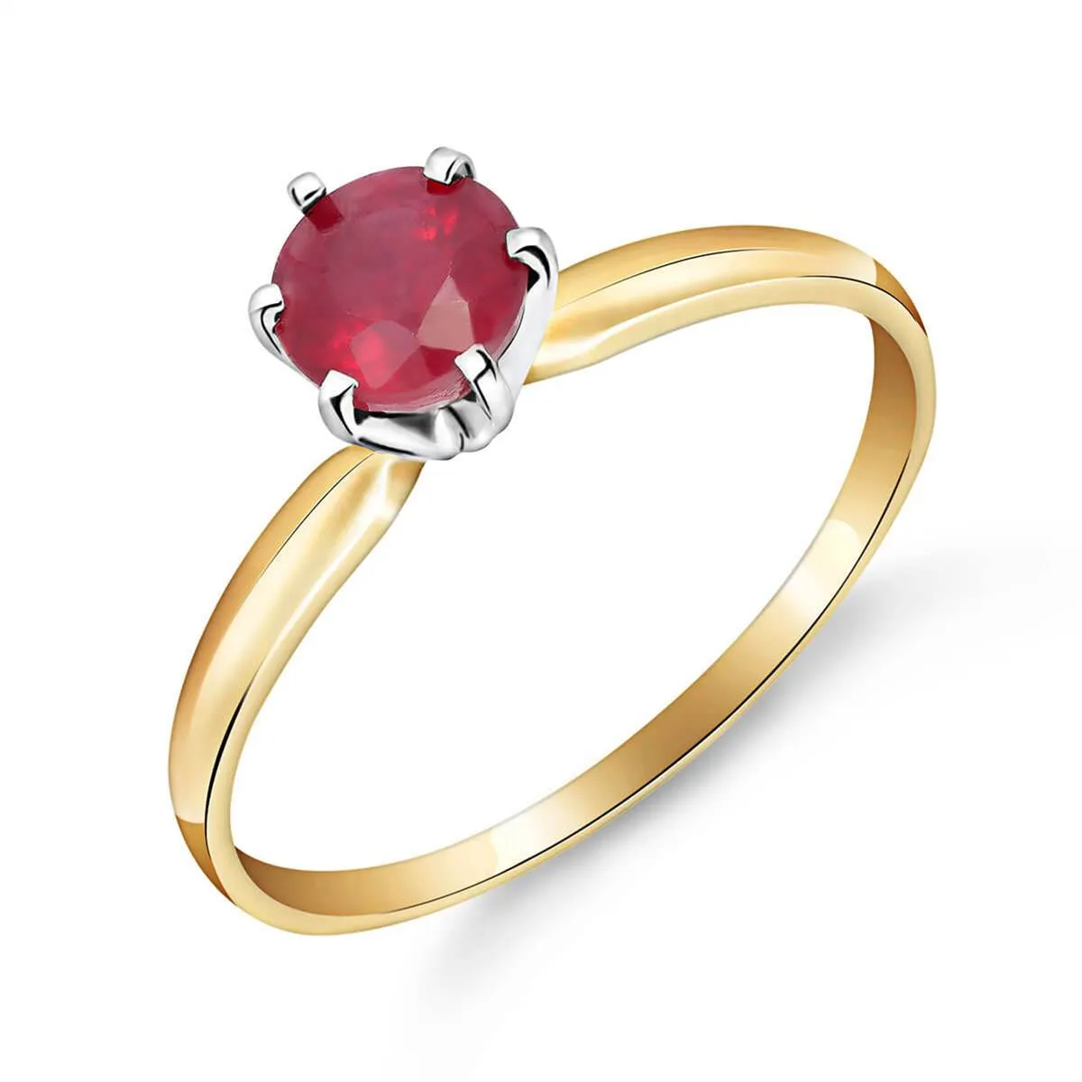 0.65 Carat 14K Solid Yellow Gold Solitaire Ring Natural Ruby