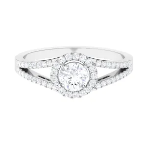 1 CT Split Shank Moissanite Engagement Ring in Gold