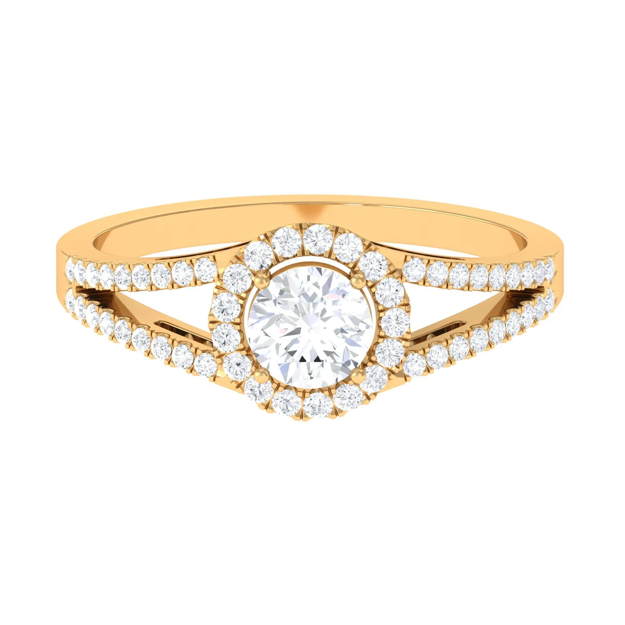 1 CT Split Shank Moissanite Engagement Ring in Gold