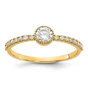 10k Gold 5mm Bezel Set CZ with Side Accents Promise Ring