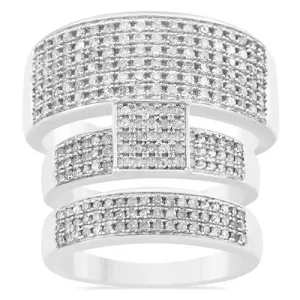 10K Yellow Gold Diamond Wedding Band Set 1.06 Ctw