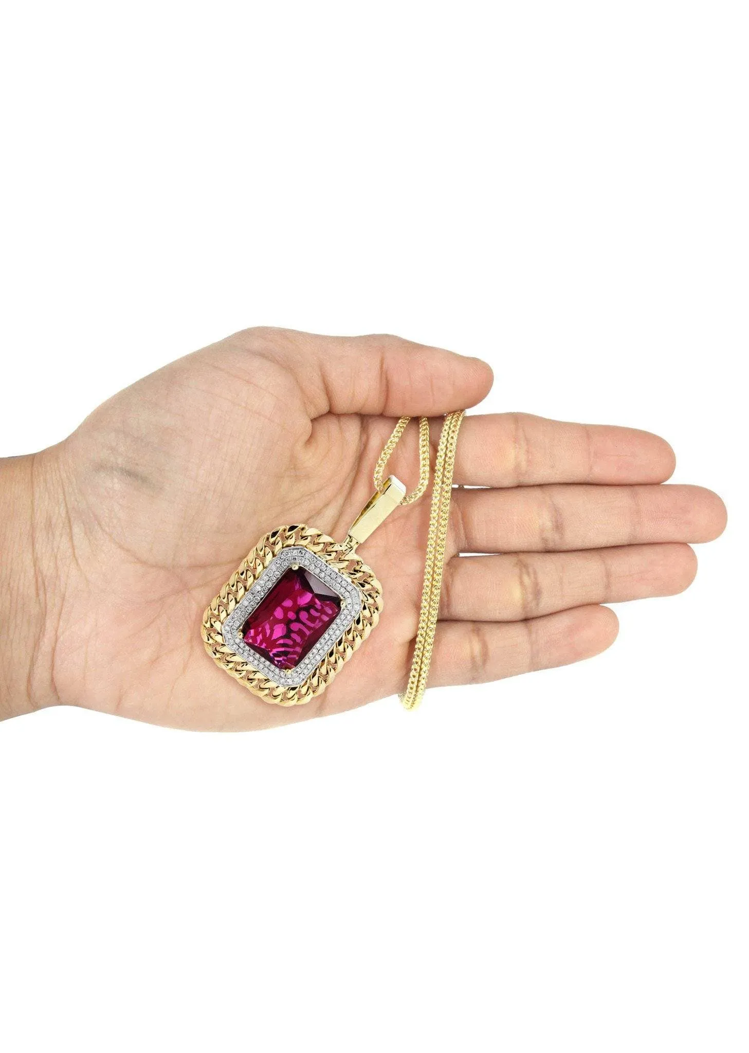 10K Yellow Gold Ruby Diamond Necklace  | 1.43 Carats