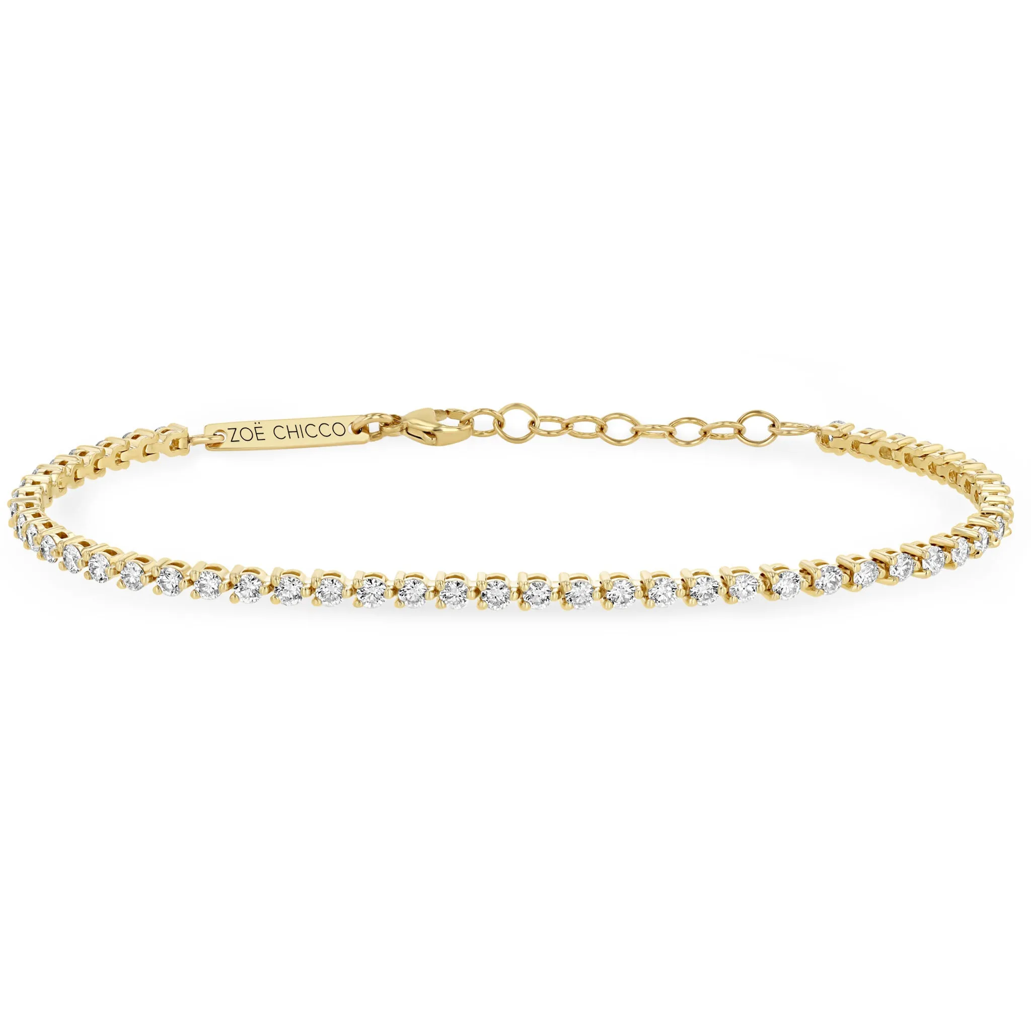 14k 3 Prong Diamond Tennis Bracelet