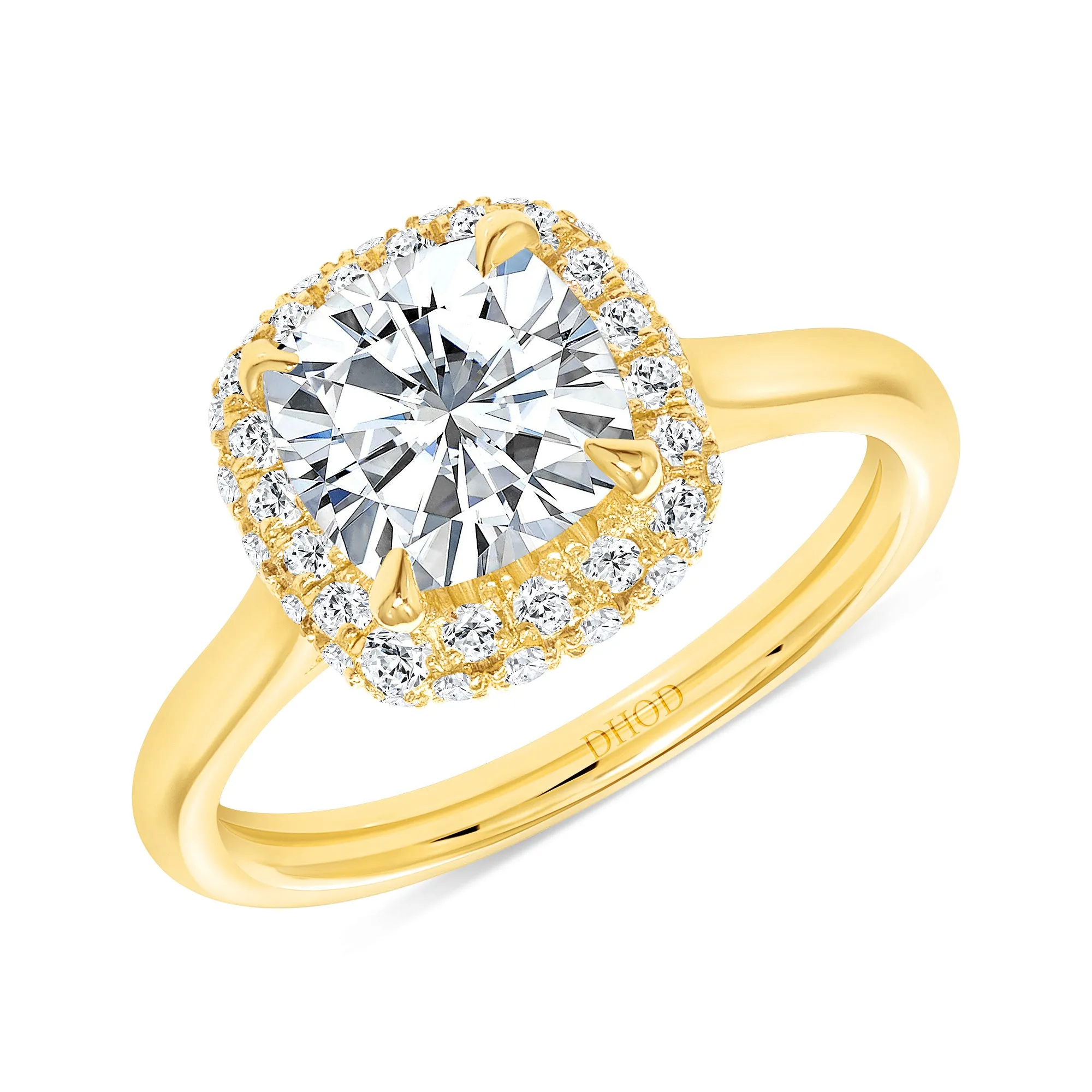 14K Gold Cushion Cut Forever One Moissanite Engagement Ring