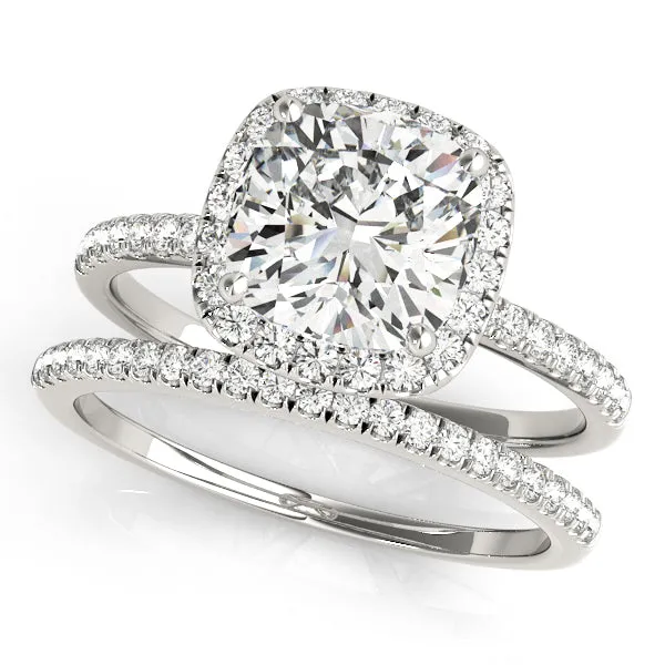 14K Halo Engagement Ring Cushion Cut