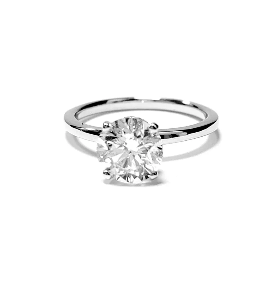 14k White Gold 1.70 Ct F SI2 GIA, 0.11 Ct Hidden Halo Engagement Ring