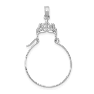 14k White Gold Solid Design Filigree Charm Holder Pendant