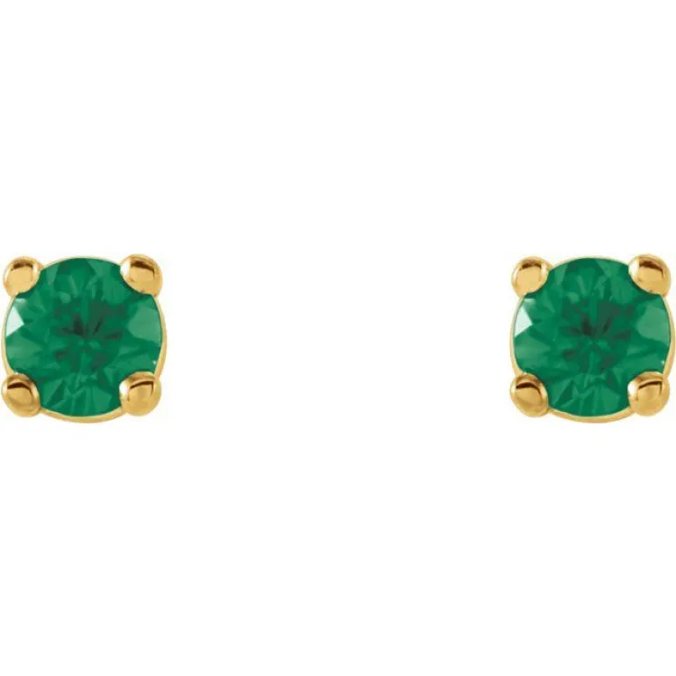 14K Yellow 2.5 mm Natural Emerald Stud Earrings