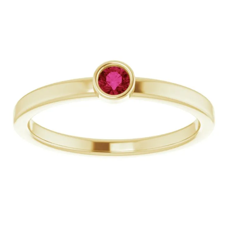 14K Yellow 3 mm Lab-Grown Ruby Ring