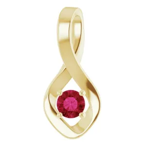 14K Yellow 4 mm Round Lab-Grown Ruby Pendant