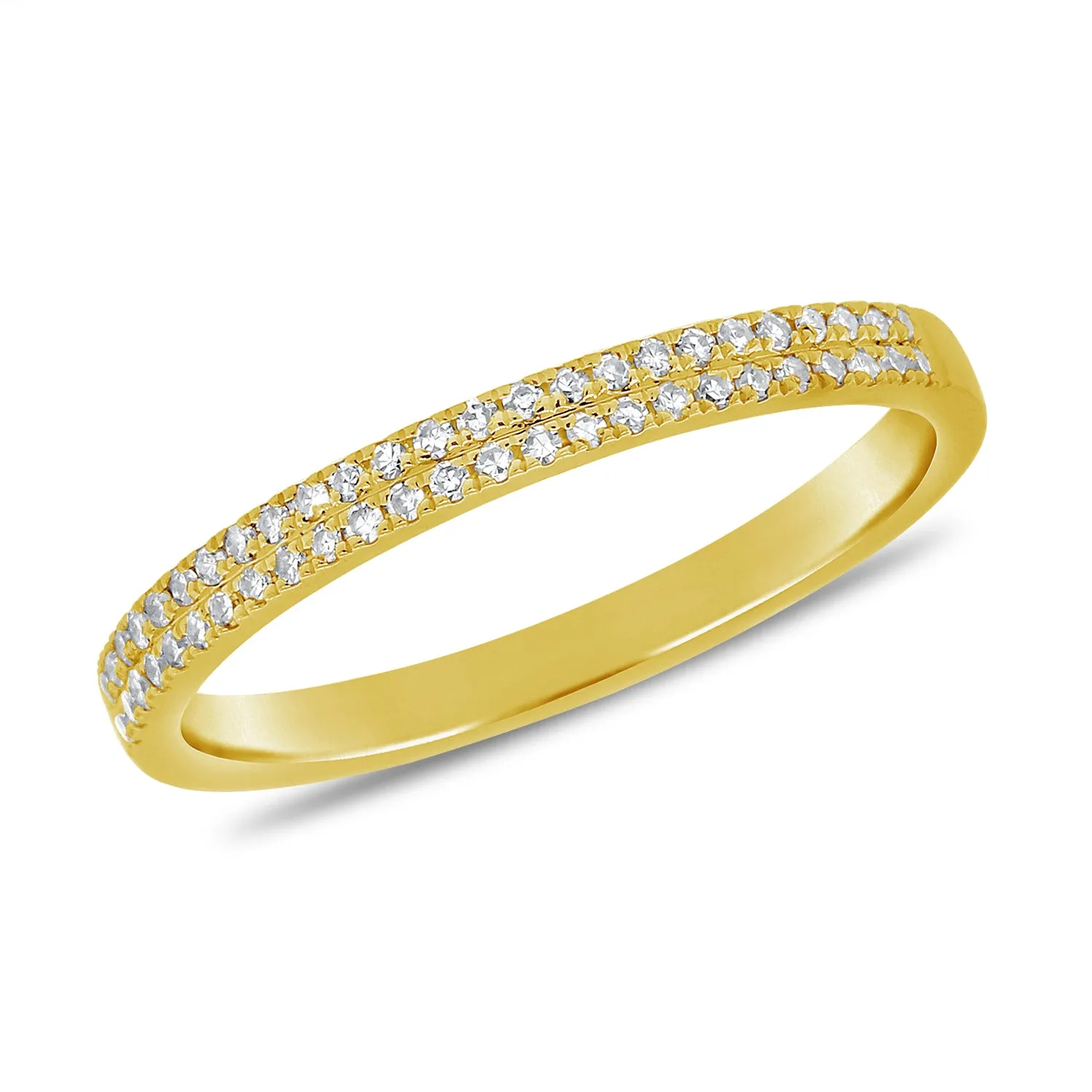 14K Yellow Gold Diamond Border Double Row Band