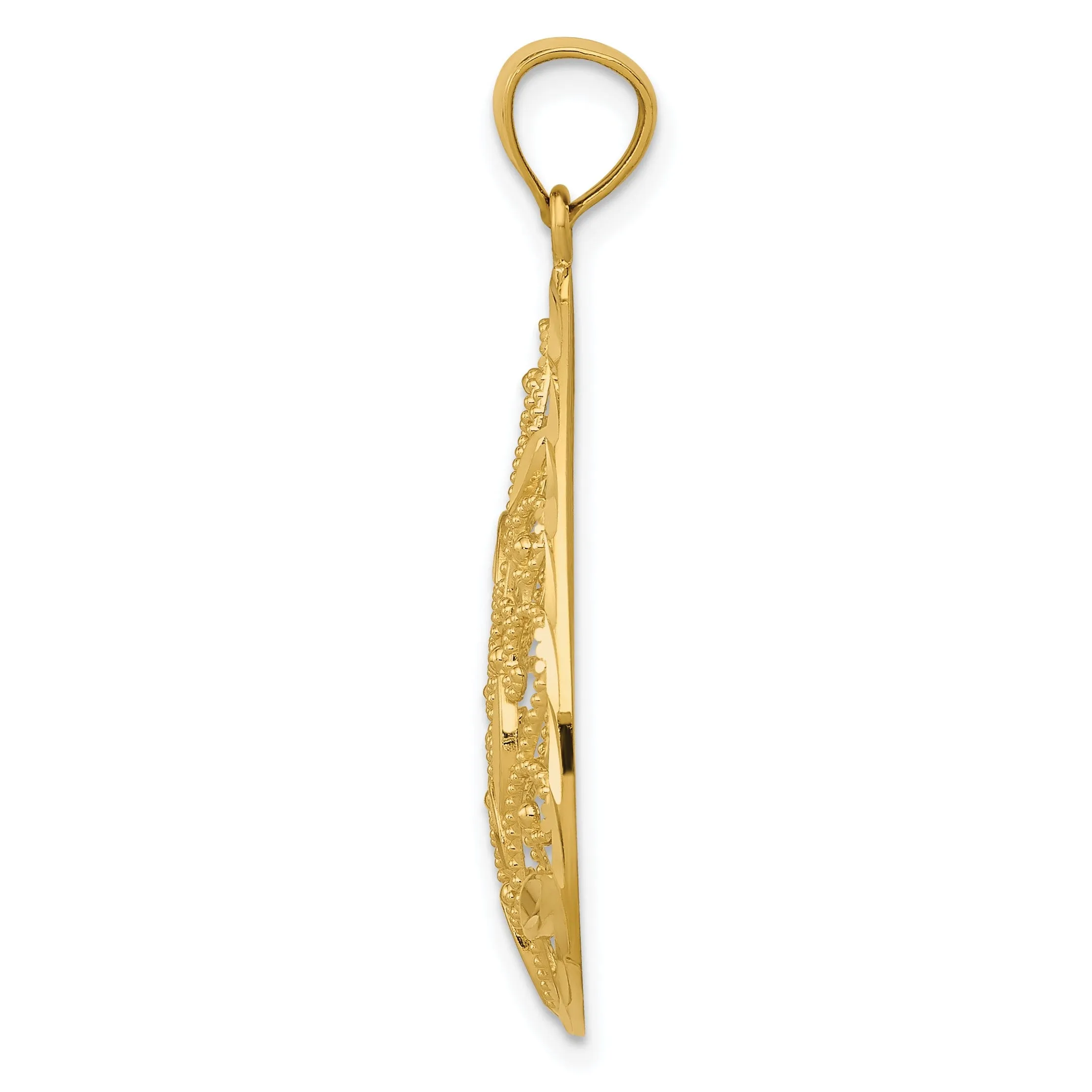 14k Yellow Gold Filigree Teardrop Pendant