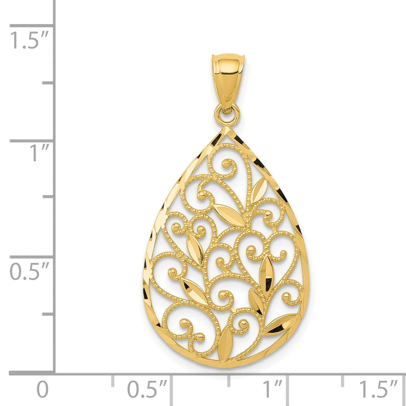 14k Yellow Gold Filigree Teardrop Pendant