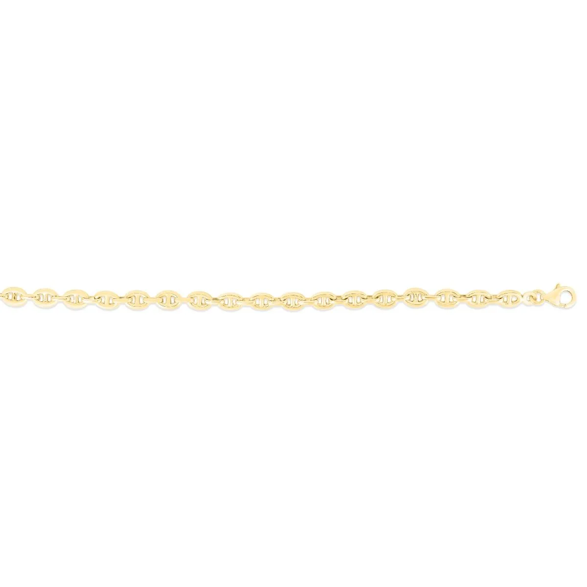 14K Yellow Gold Puffed 5.4mm Mariner Chain 7.5 Inch Bracelet