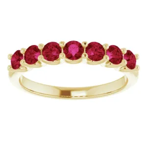 14K Yellow Natural Ruby Anniversary Band