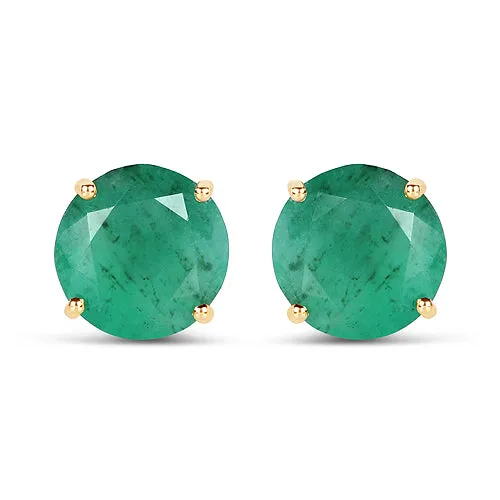 14KY Natural Emerald Gold Earrings