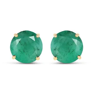 14KY Natural Emerald Gold Earrings