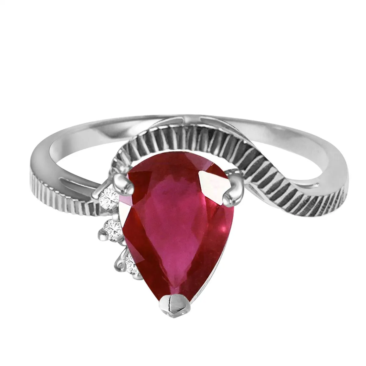 1.52 Carat 14K Solid White Gold Wholehearted Pleasure Ruby Diamond Ring