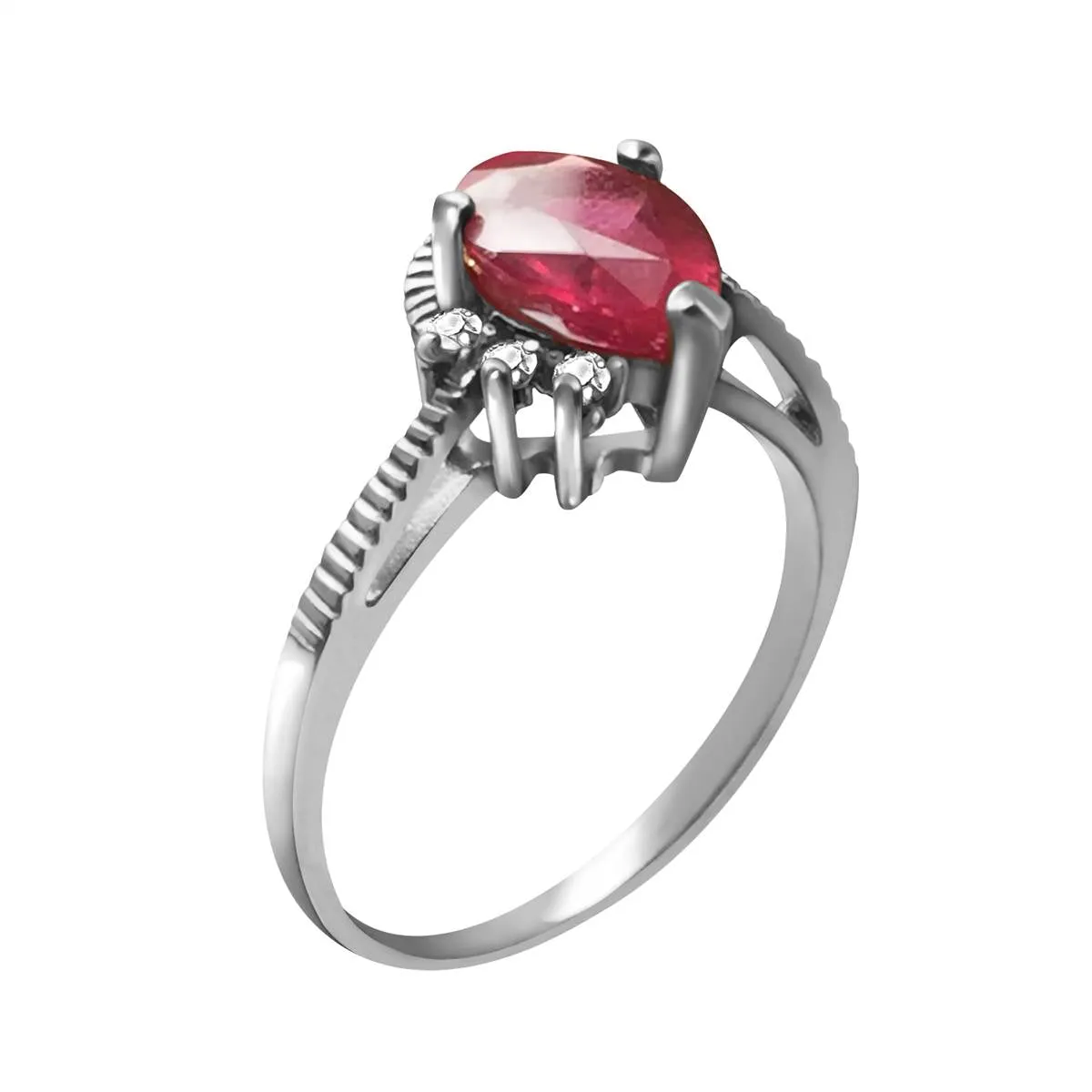 1.52 Carat 14K Solid White Gold Wholehearted Pleasure Ruby Diamond Ring