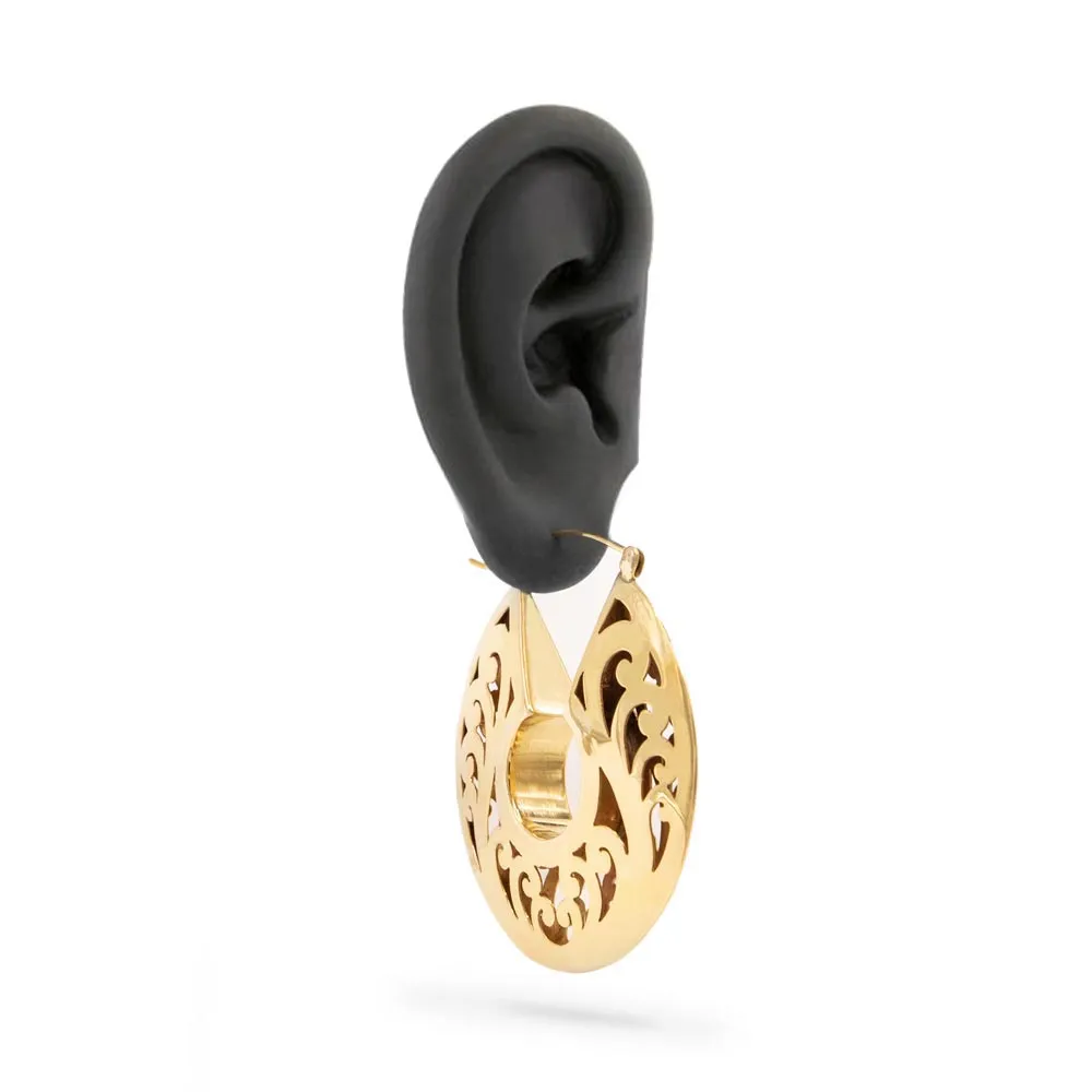 16g Hollow Keyhole Filigree Brass Earrings — Price Per 2