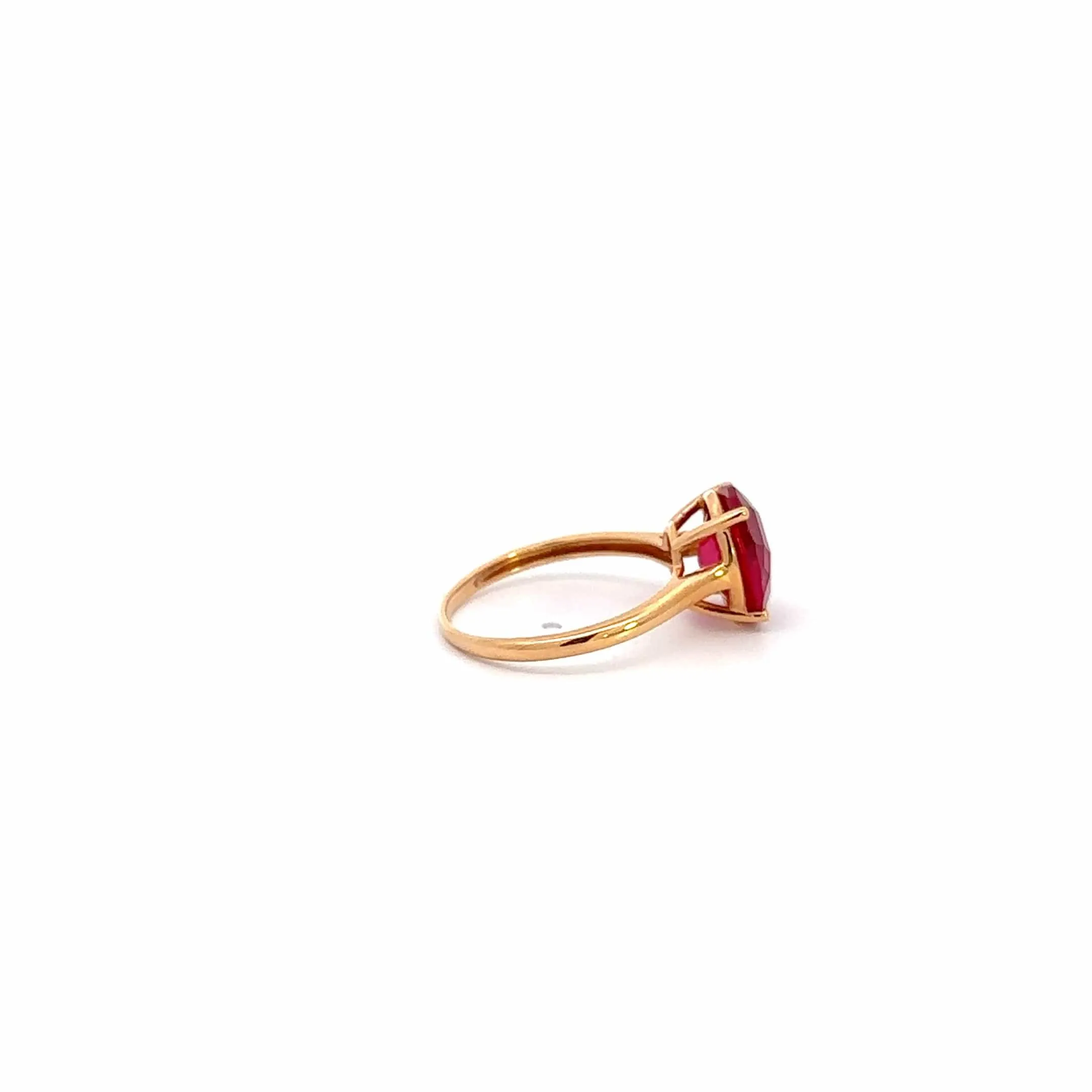 18k Gold Lab-Created Ruby Ring With CZ