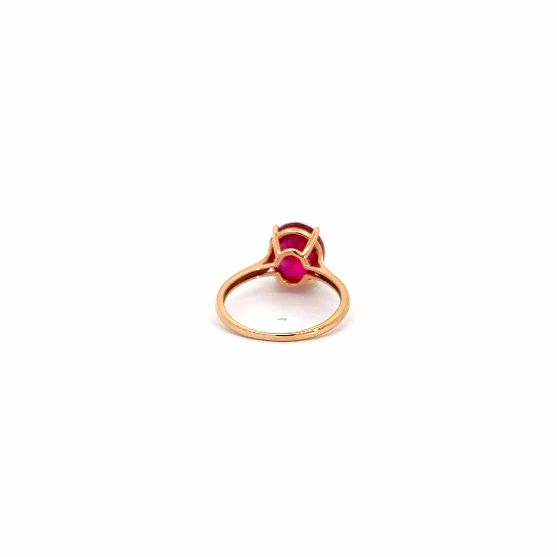 18k Gold Lab-Created Ruby Ring With CZ