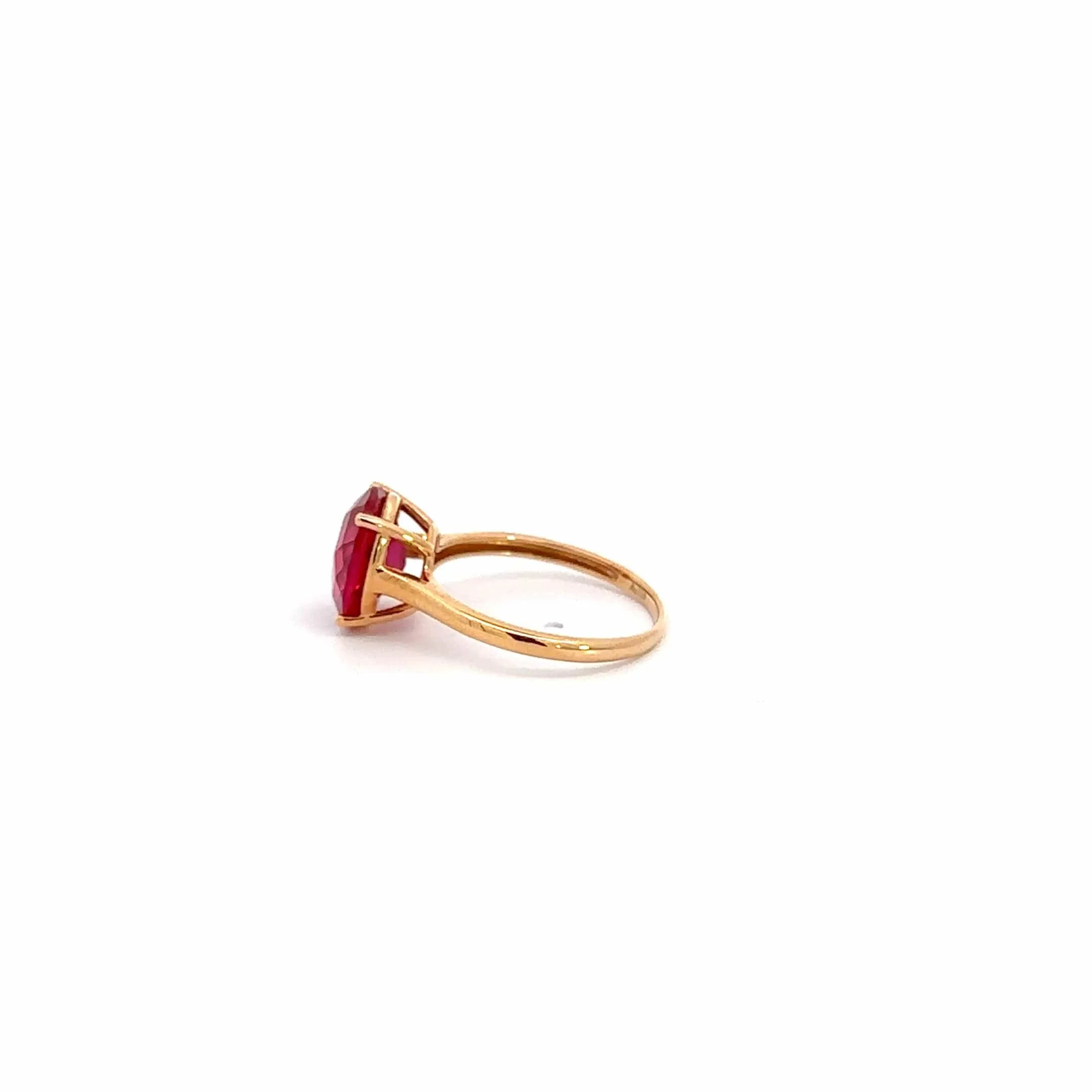 18k Gold Lab-Created Ruby Ring With CZ