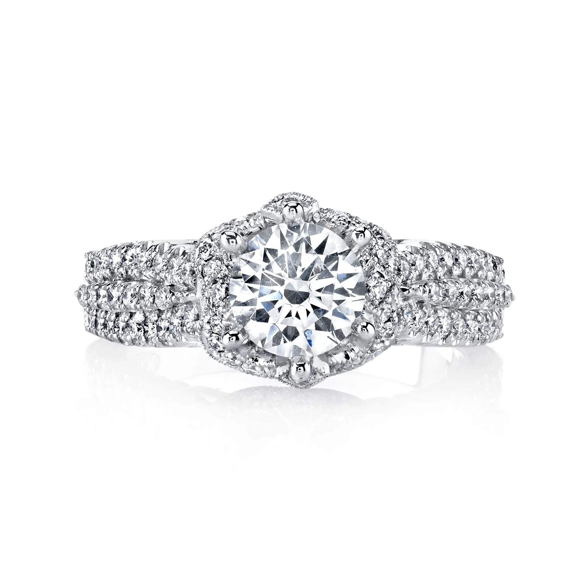 18K White Gold Halo Diamond Engagement Ring