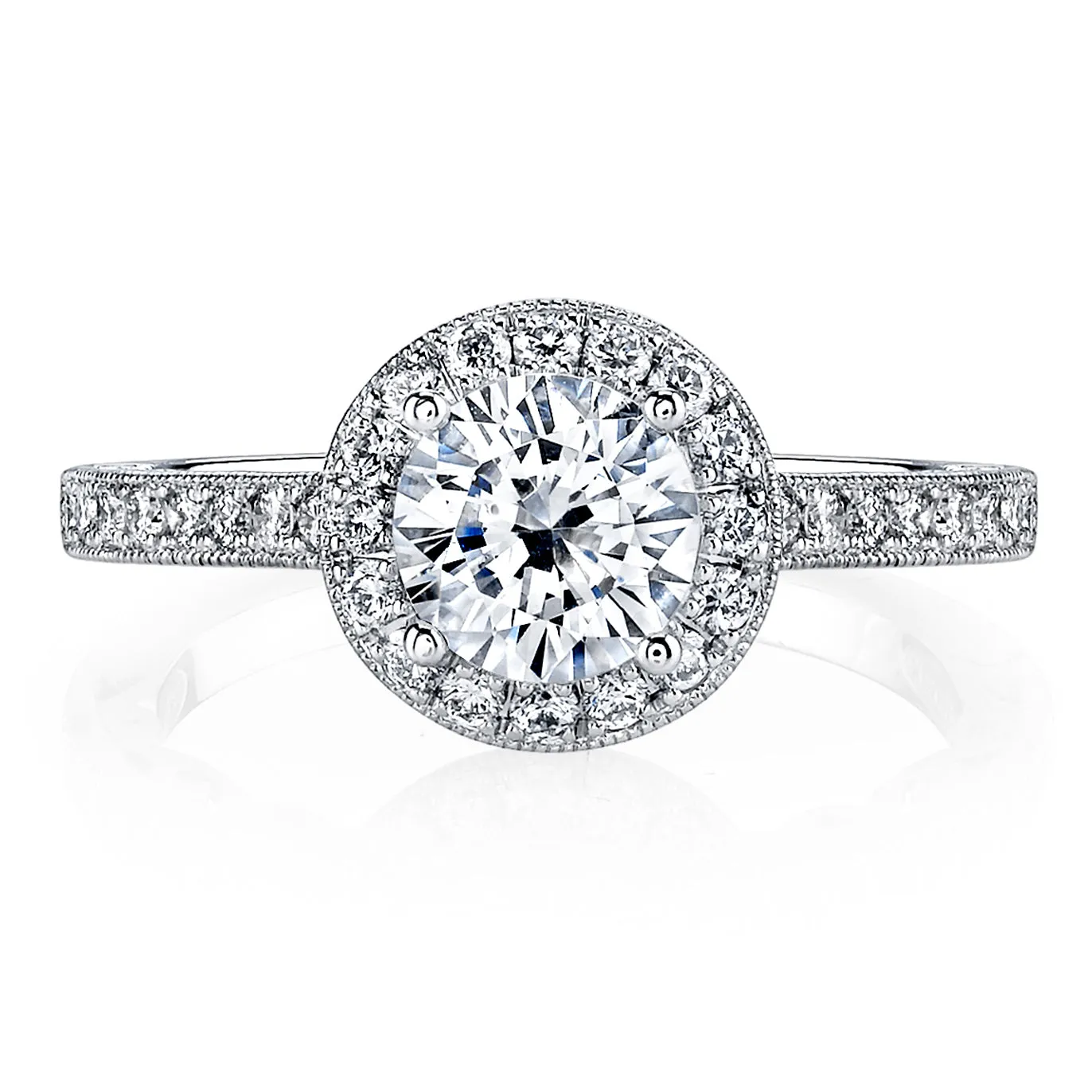 18K White Gold Halo Diamond Engagement Ring