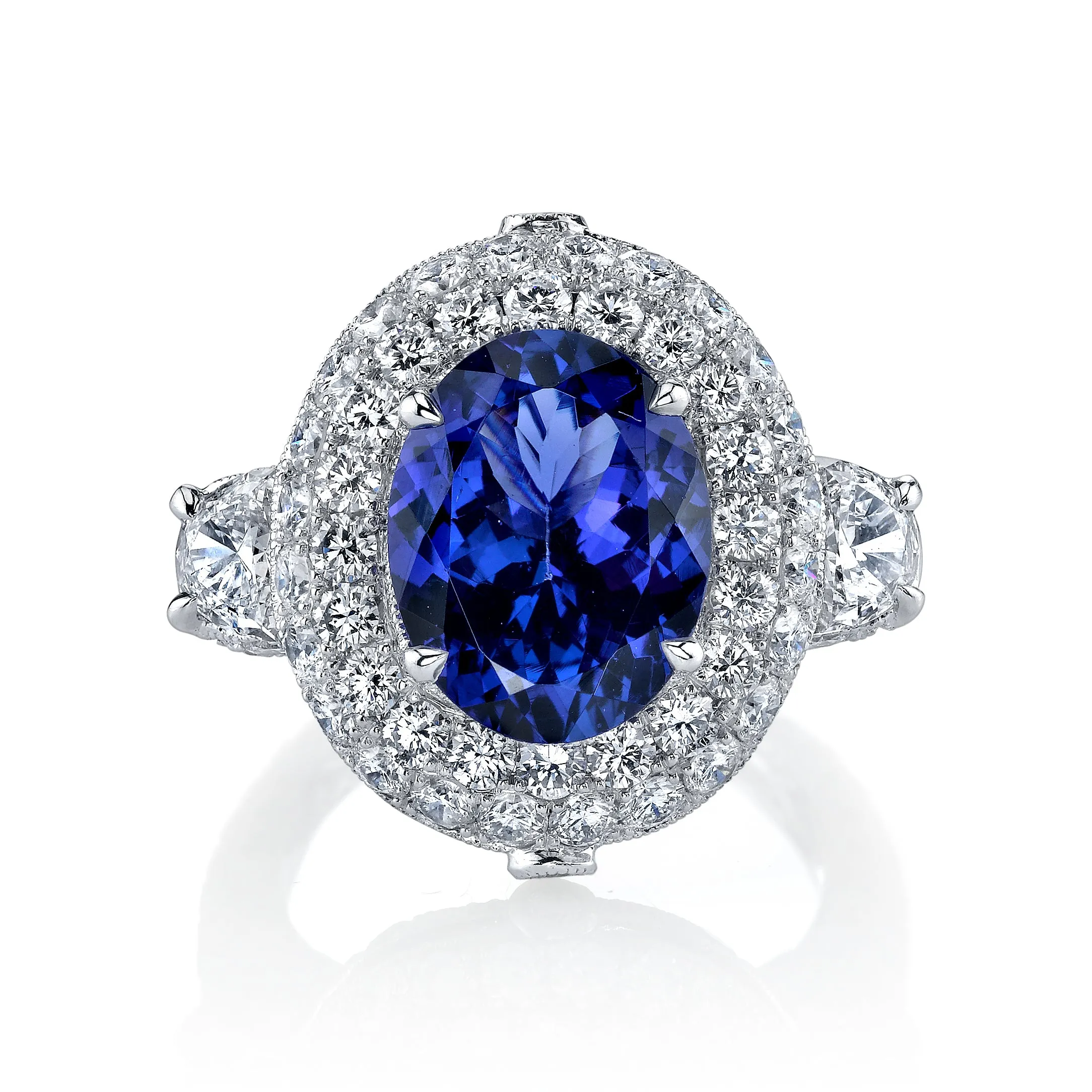 18K White Gold Oval Tanzanite Engagement Ring