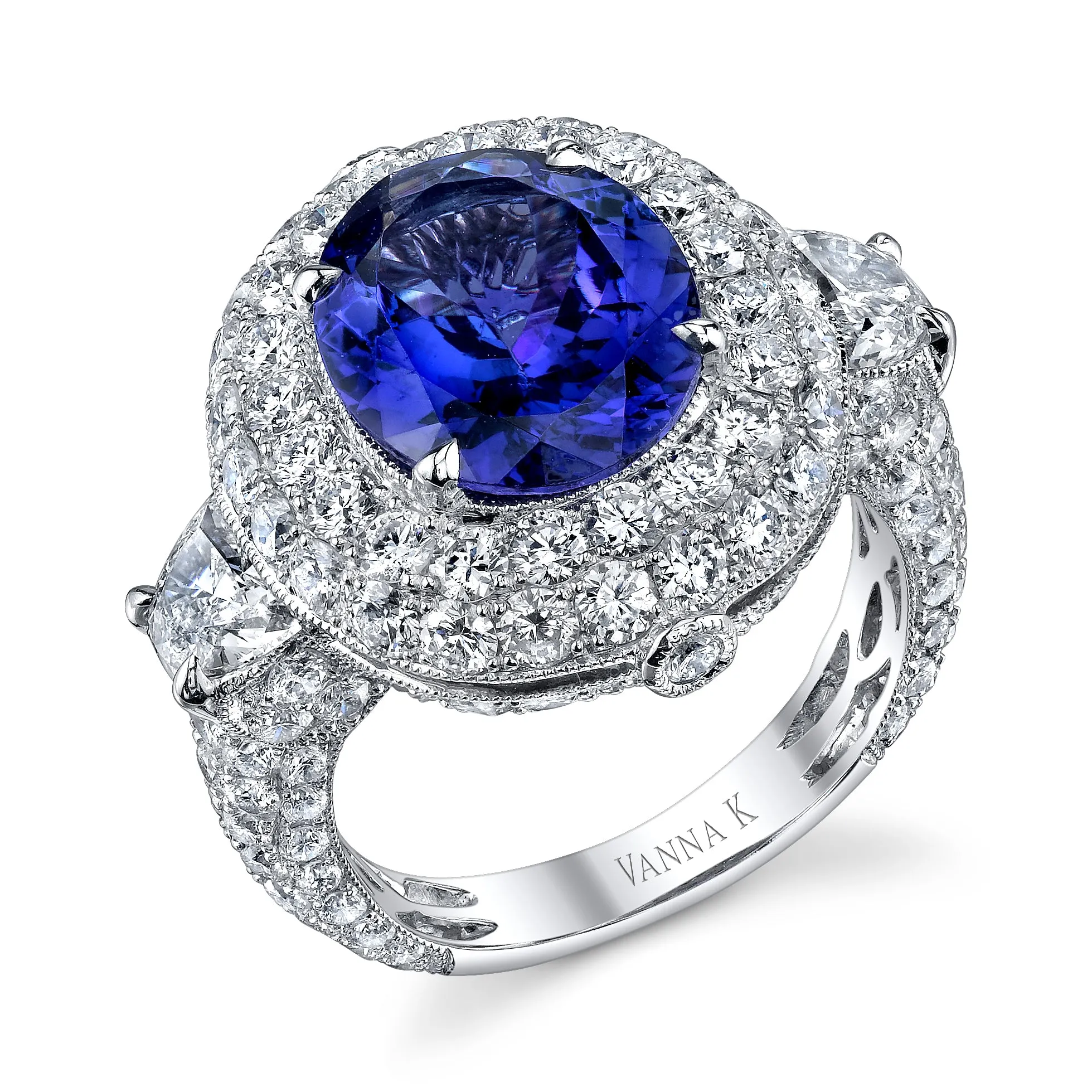 18K White Gold Oval Tanzanite Engagement Ring