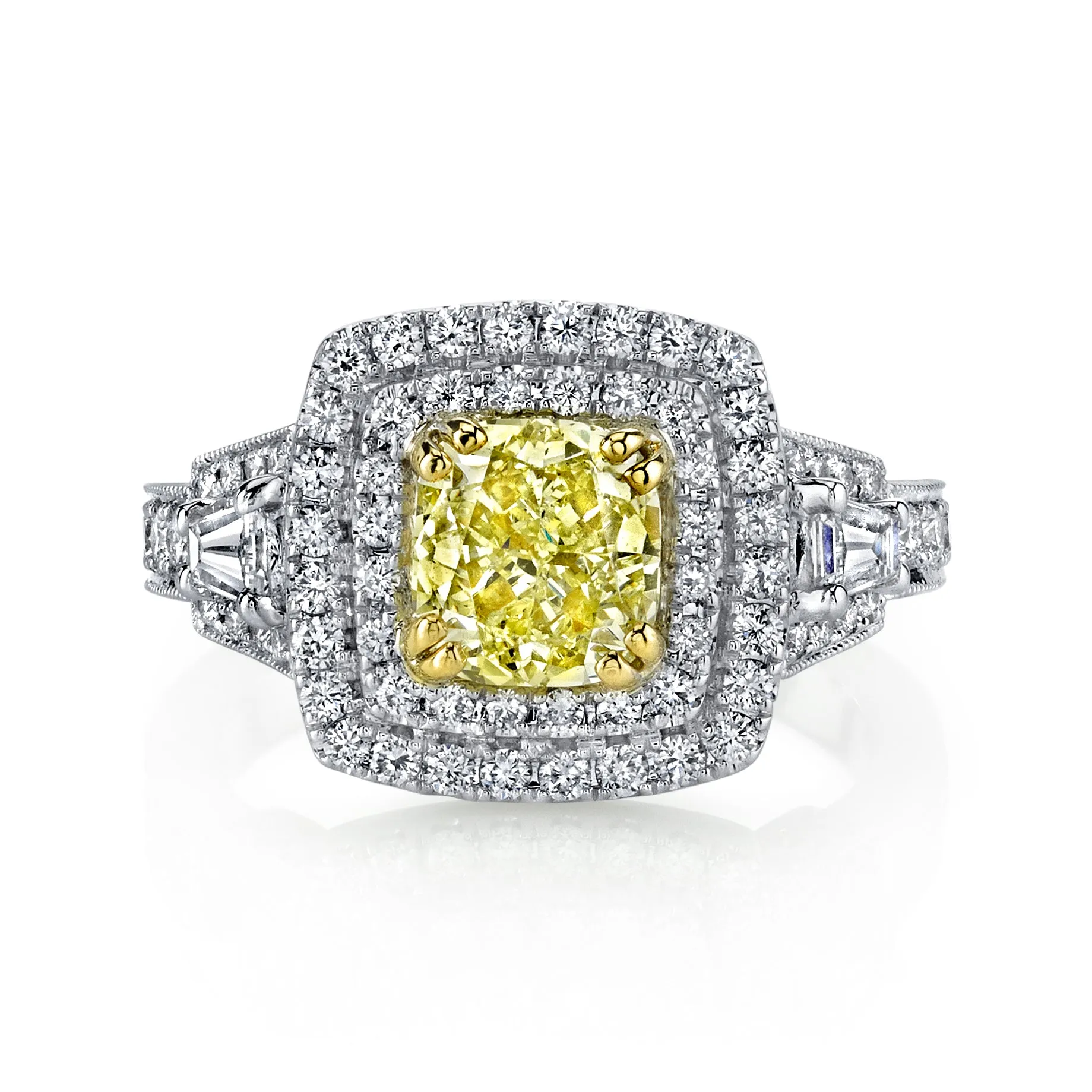 18K YELLOW DIAMOND HALO ENGAGEMENT RING