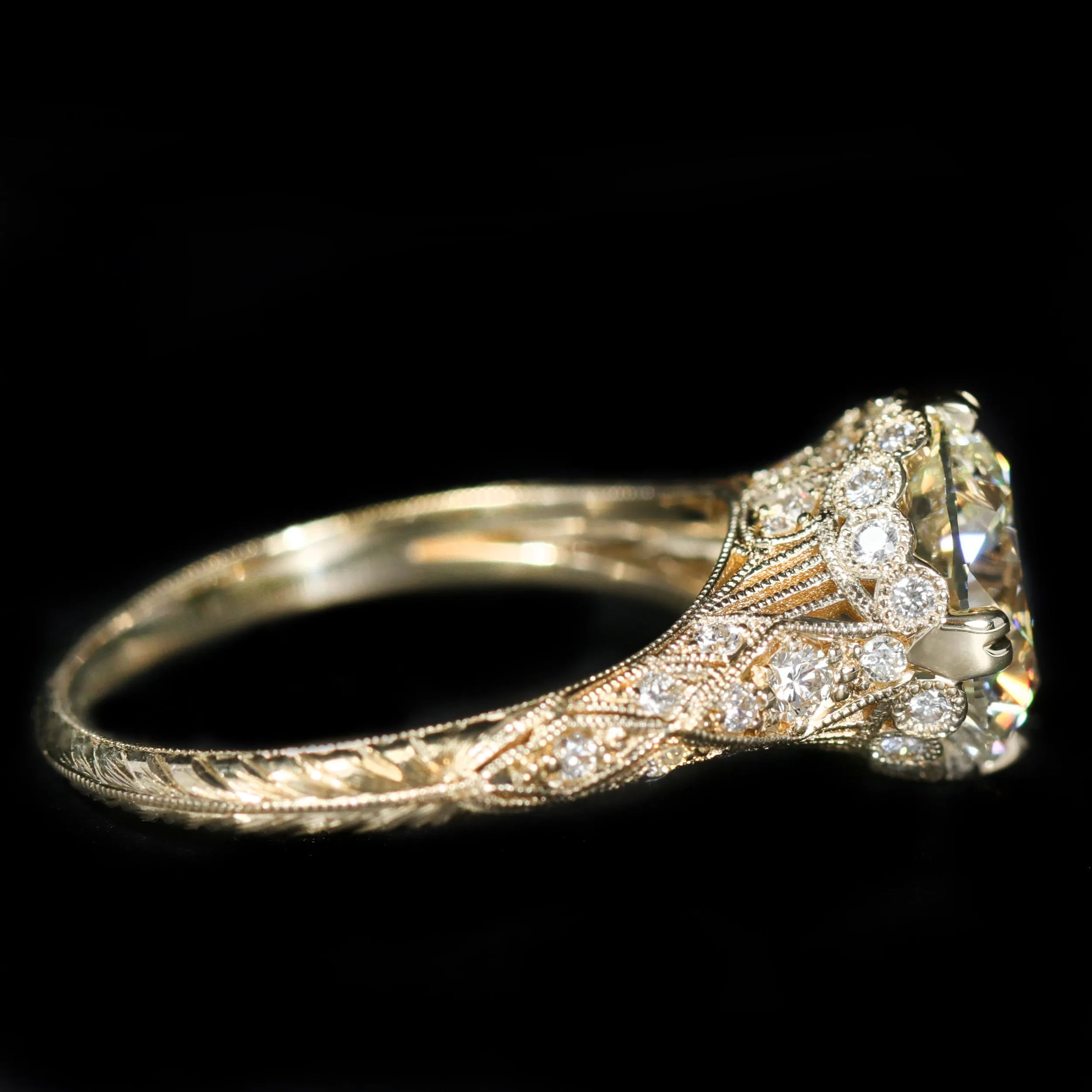 18K Yellow Gold GIA 3.01 Carat Diamond Engagement Ring