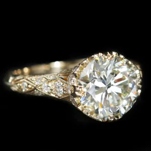 18K Yellow Gold GIA 3.01 Carat Diamond Engagement Ring