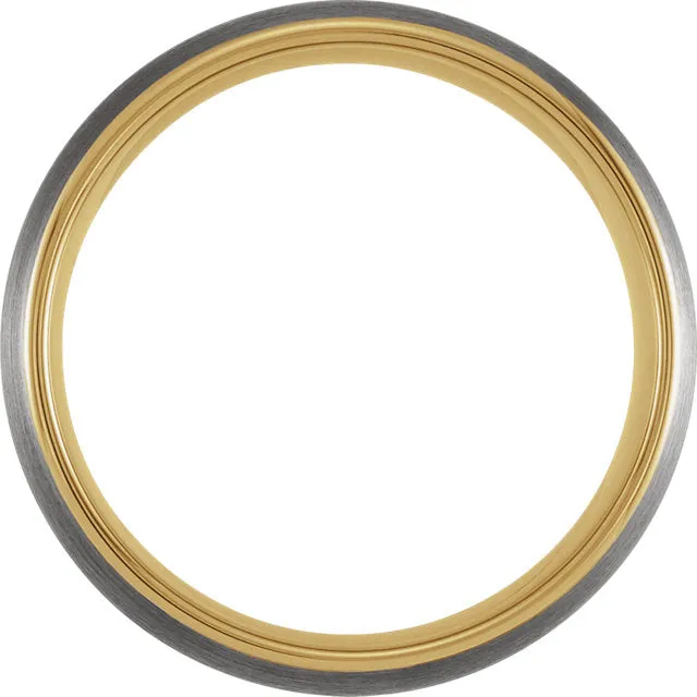 18K Yellow Gold PVD Tungsten 8 mm Half Round Band with Satin (Matted) Finish