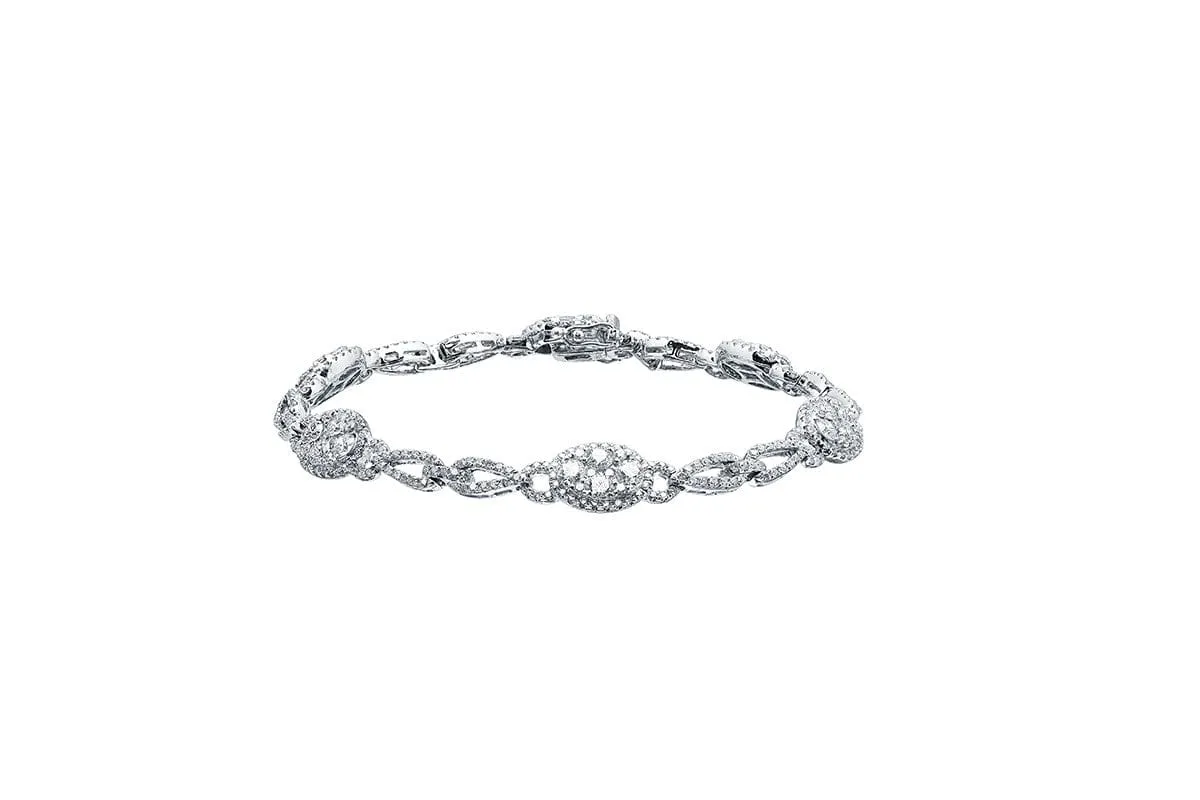 18kt White Gold Oval Motif 3.72ct Diamond Bracelet