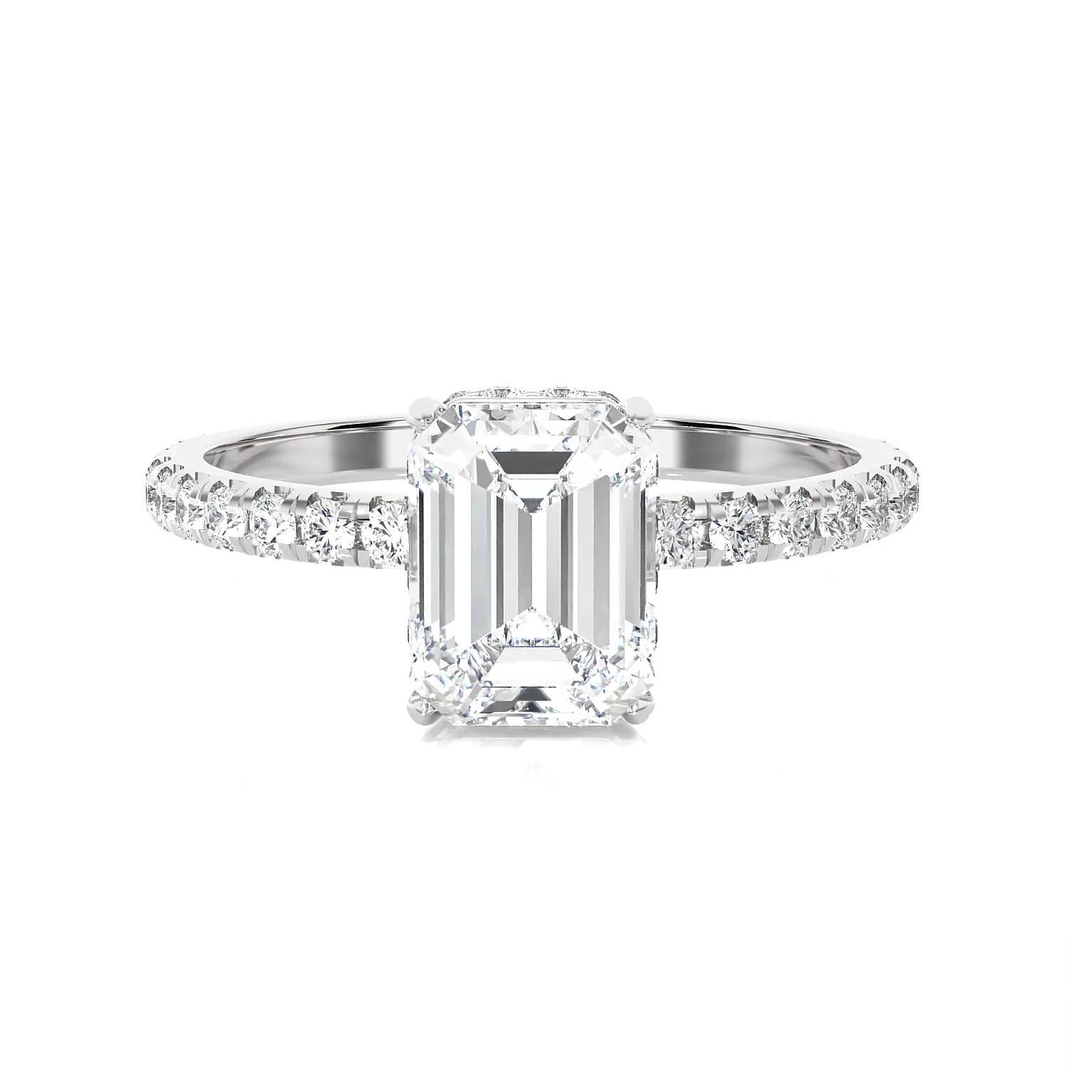 2 5/8 ctw Emerald-Cut Lab Grown Diamond Side Stone Engagement Ring