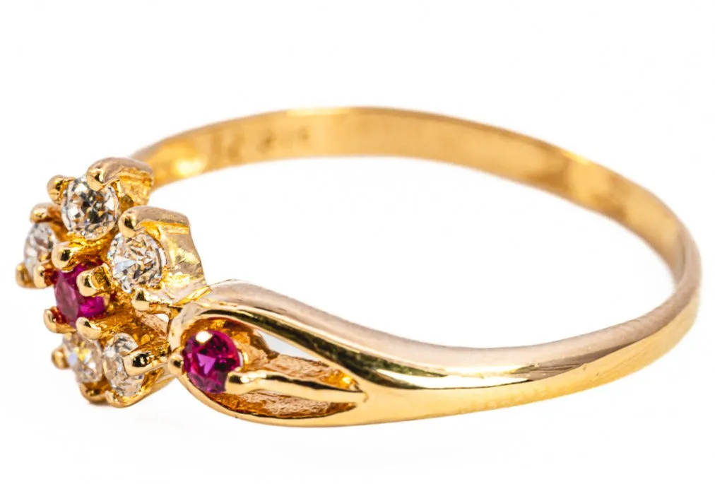 20ct Yellow Gold Cubic Zirconia & Synthetic Ruby Ring