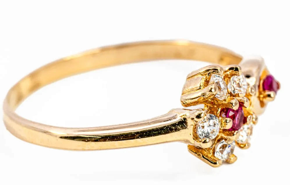 20ct Yellow Gold Cubic Zirconia & Synthetic Ruby Ring