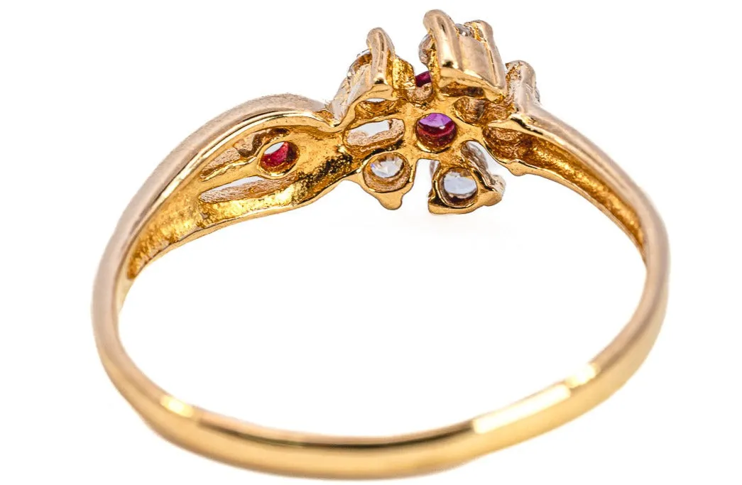 20ct Yellow Gold Cubic Zirconia & Synthetic Ruby Ring