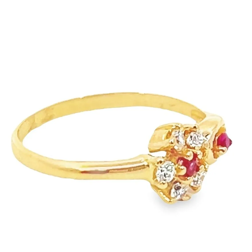 20ct Yellow Gold Cubic Zirconia & Synthetic Ruby Ring