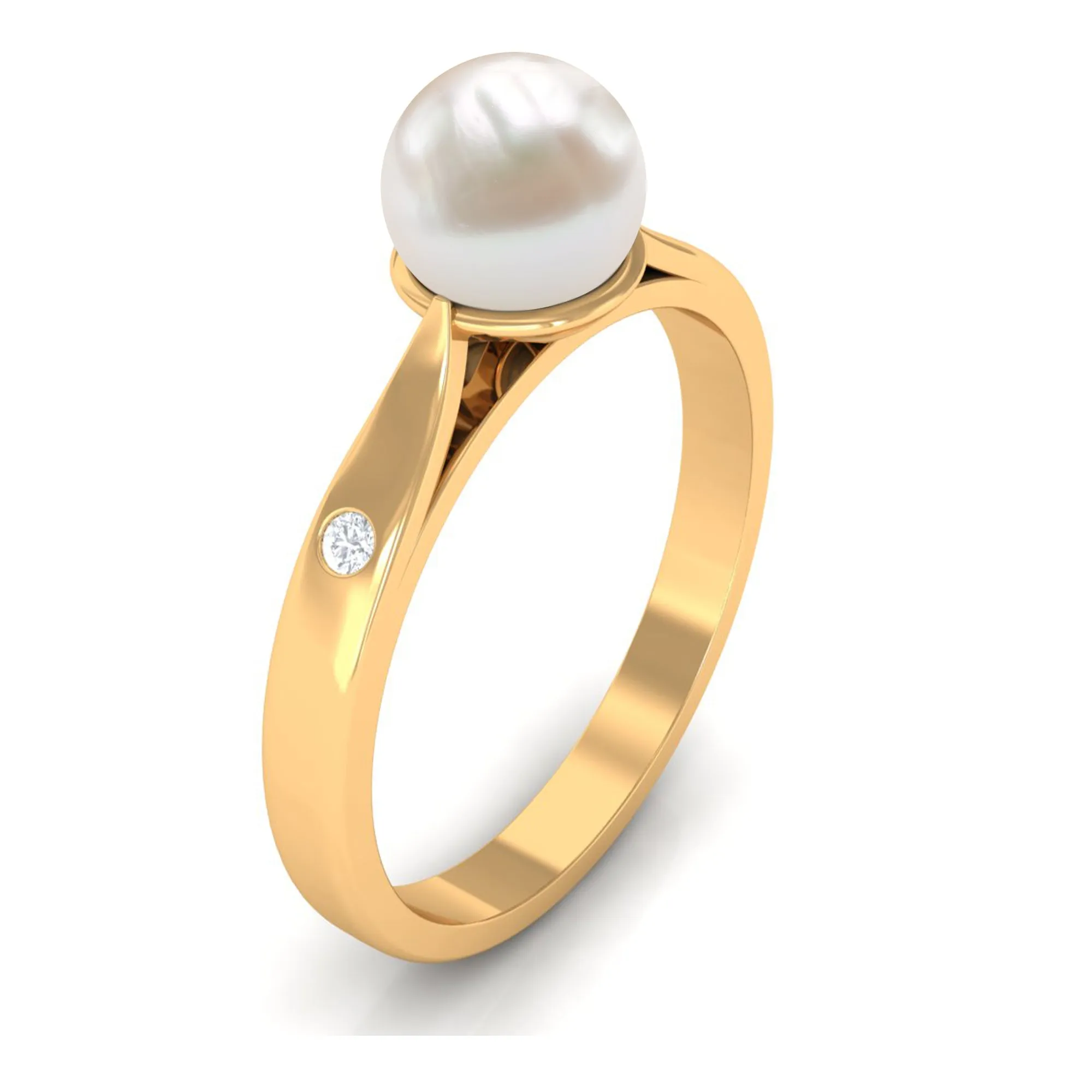 2.25 CT Freshwater Pearl Solitaire Ring with Diamond Accent