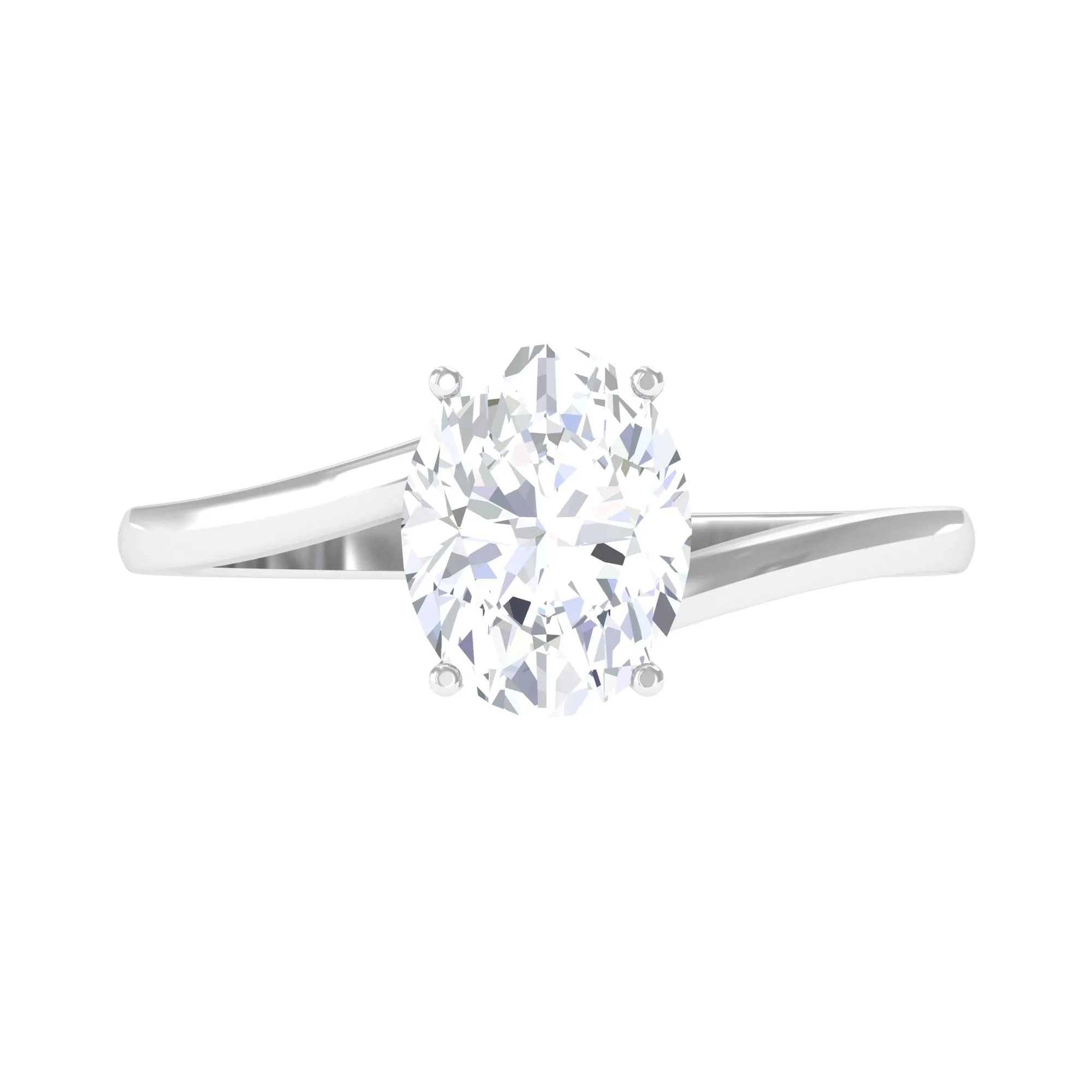 2.50 CT Oval Cut Solitaire Moissanite Bypass Engagement Ring