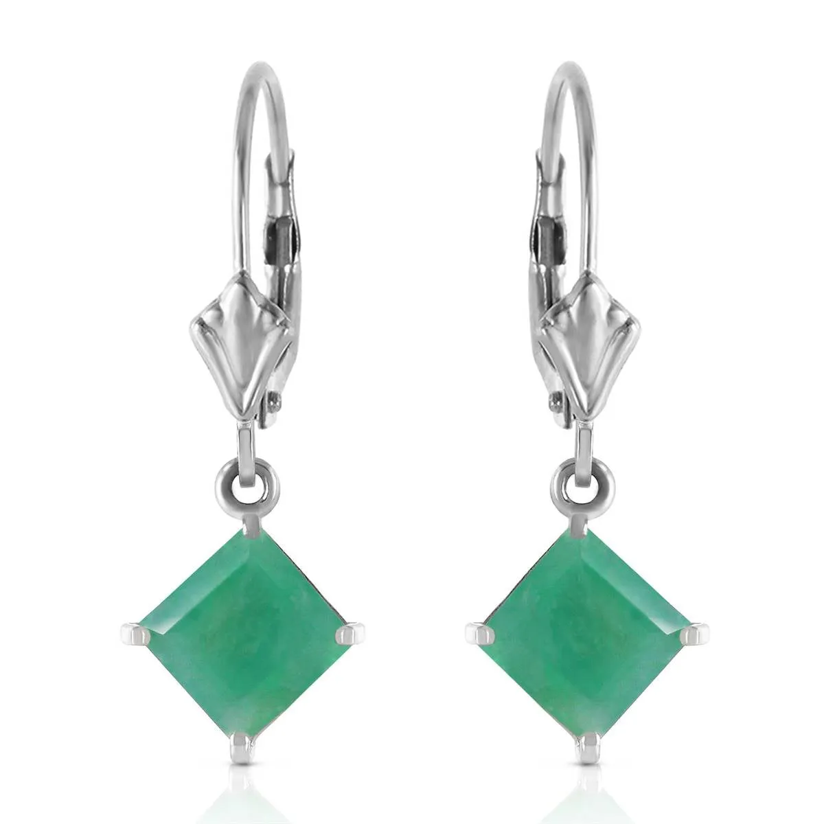 2.9 Carat 14K Solid White Gold Smooth Talk Emerald Earrings