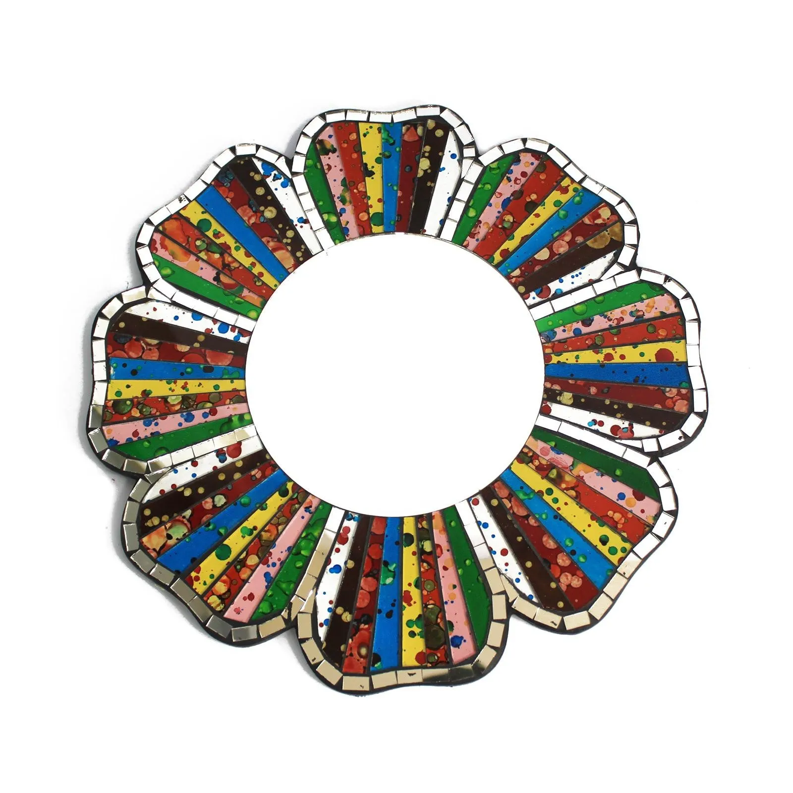 2x Rainbow Mosaic Mirror - 30cm